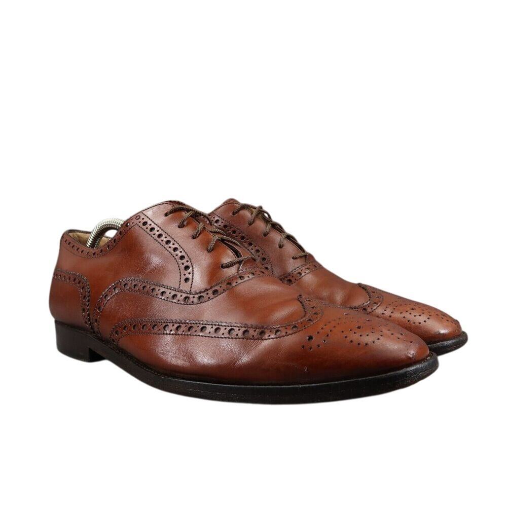 Hickey Freeman Shoes Mens 10 Oxford Dress Formal Wingtip Brogue Leather Classic